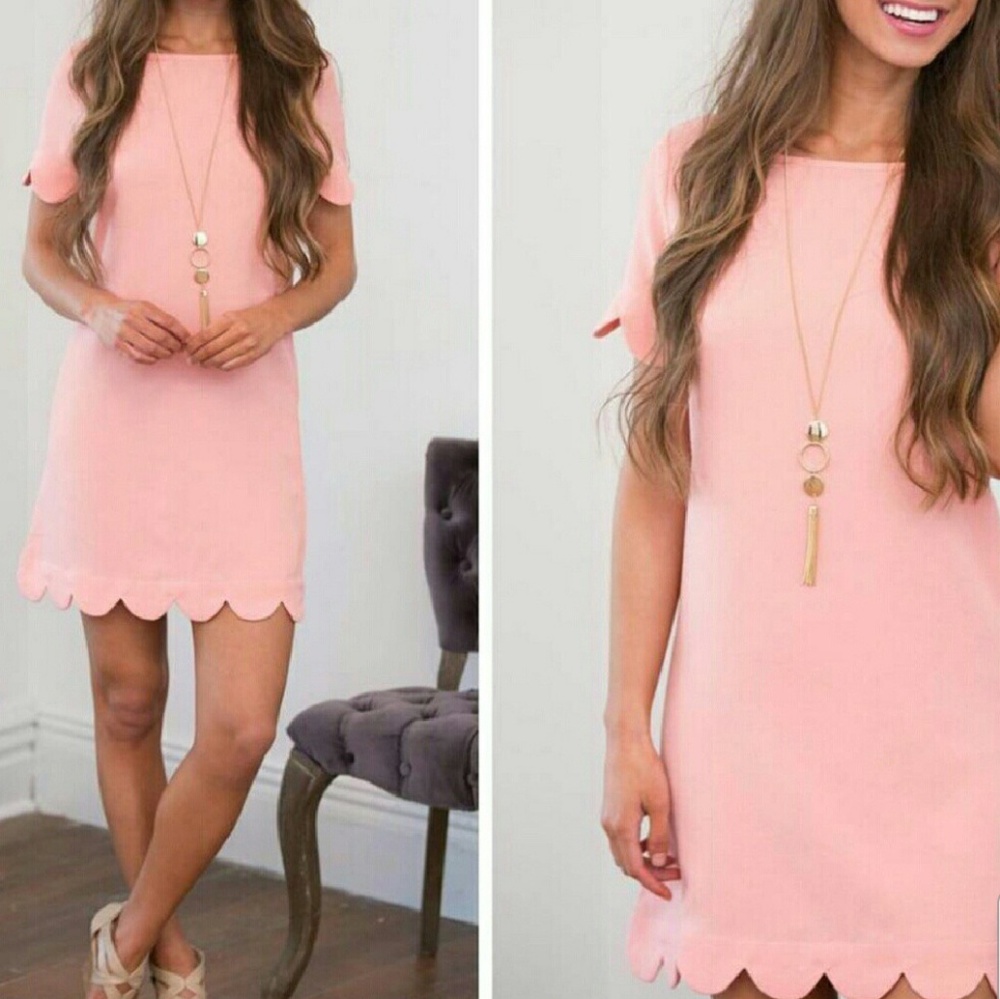 Peach scalloped dress - Picture 3 of 6